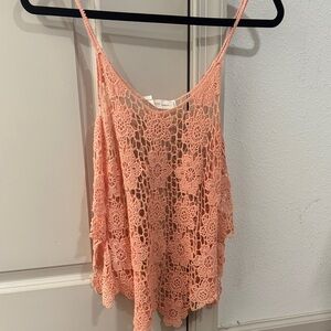 Love Tree Coral Crochet Lace Camisole